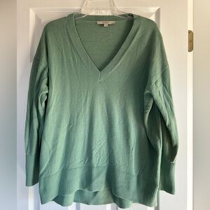 LOFT Sage Green V-Neck Lightweight Pullover Sweater